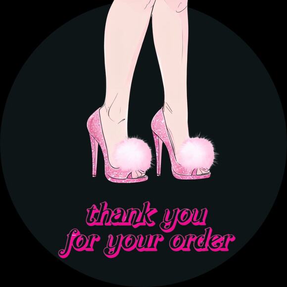 Handmade Pink Glitter High Thank You Sticker 50 Counts - Picture 4 of 4